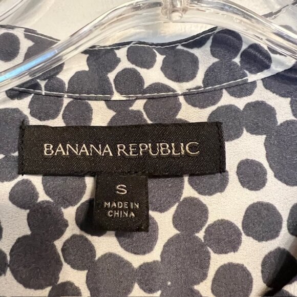 Banana Republic Black & White Abstract Dot Print Tie-Waist Dress | Size S - Picture 3 of 6